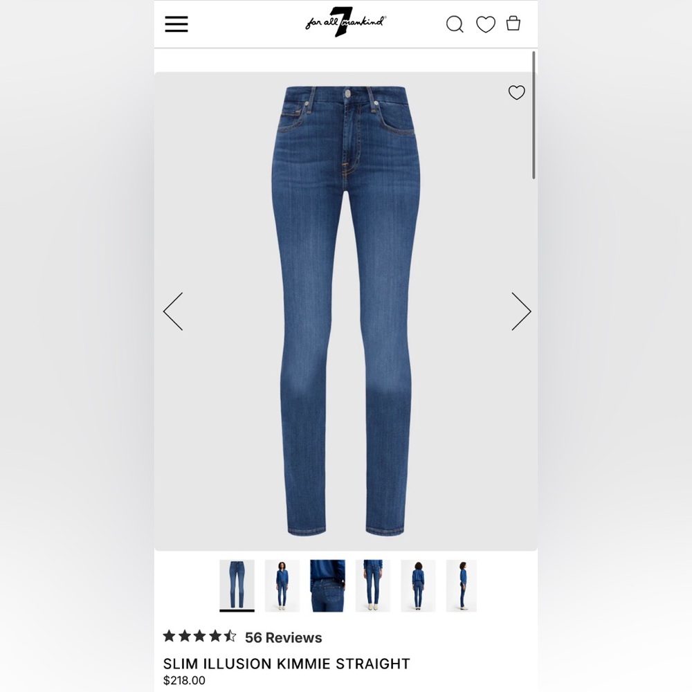 7 For All Mankind SLIM ILLUSION Kimmie Straight Jeans Sz 27 - Lovestory NWOT